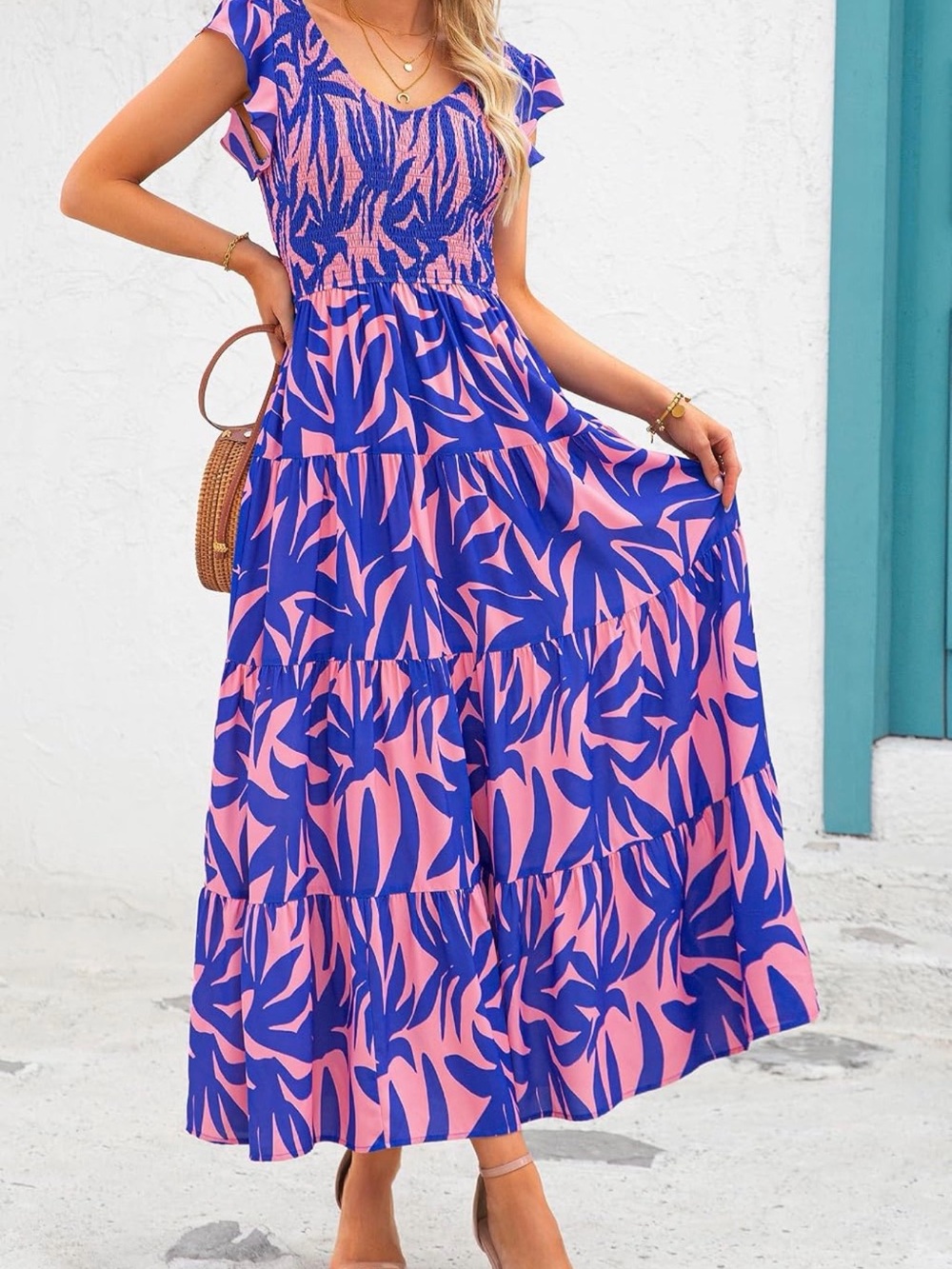 Pink and blue v neck Amazon sun dress in xxl